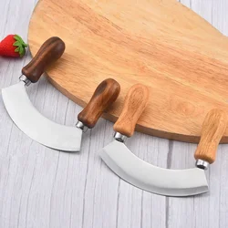 Cortador oscilante de acero inoxidable con mango de madera para queso, cuchillo de mantequilla de doble rueda para Pizza, pala de diente de sierra, herramienta raspadora para hornear de cocina