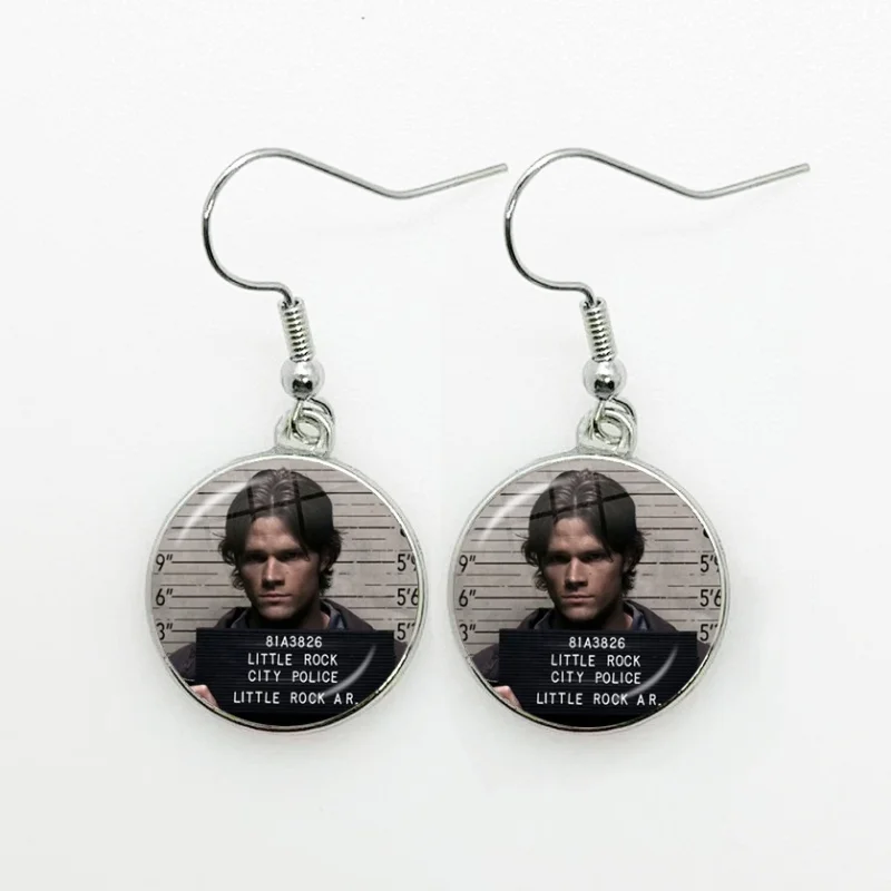 Movie Supernatural Drop Earrings Dean Winchester Jensen Ackles Cute Meme Round Jewelry For Women Girls Gift