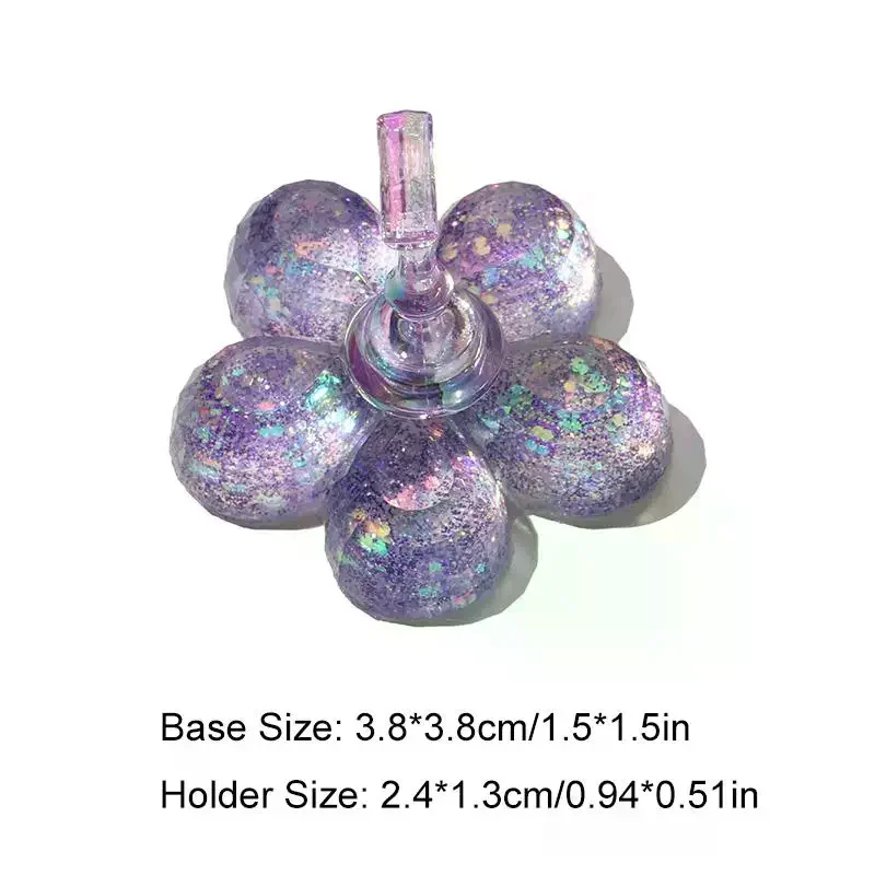 ชุดอุปกรณ์ฝึกทำเล็บปลอมพร้อมที่วางแม่เหล็กสำหรับติดเล็บปลอม  แบบมีกลิตเตอร์ ลายดอกไม้  วัสดุพลาสติก  อุปกรณ์ทำเล็บ