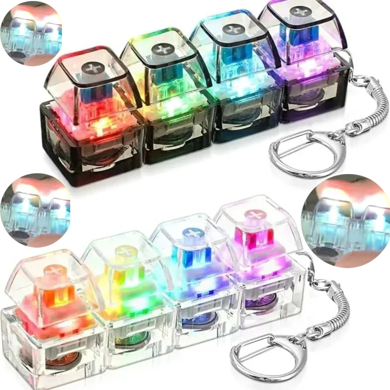 Llavero de teclado LED, juguete antiestrés, clicker de cristal, juguete sensorial para aliviar el estrés, gadget antiestrés para adultos y niños