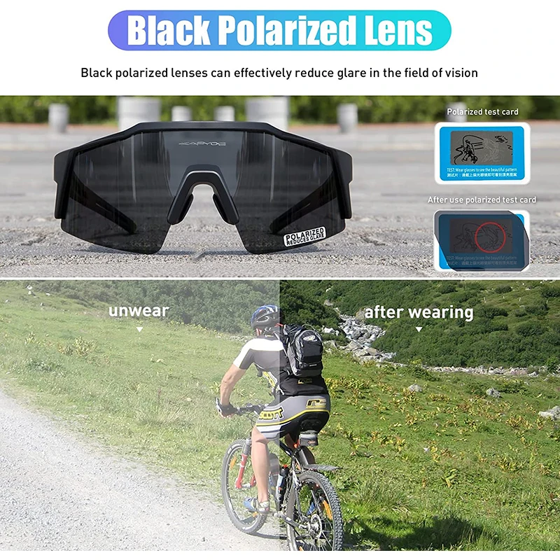 Kapvoe-Lunettes de cyclisme polarisées coupe-vent pour femmes et hommes, lunettes de vélo, lunettes de protection de vélo de route, lunettes de