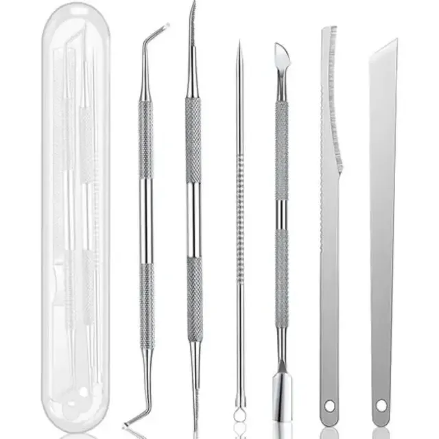 6-częściowy nóż do manicure i pedicure ze stali nierdzewnej do usuwania martwego naskórka i modzeli Grube, twarde obcinacz do paznokci Zestaw narzędzi do wycinania igieł do trądziku