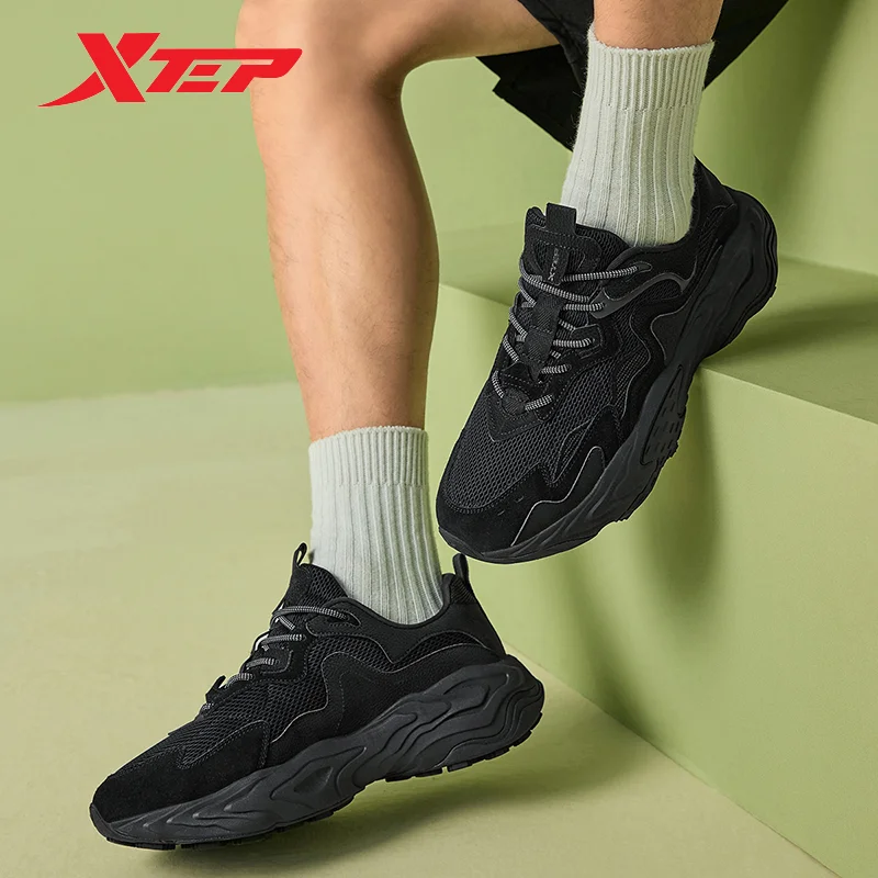 Xtep Casual Shoes For Men 2024 Summer Versatile Walking Sneakers Thick Sole Breathable Comfortable Outdoor Shoes 876219320042