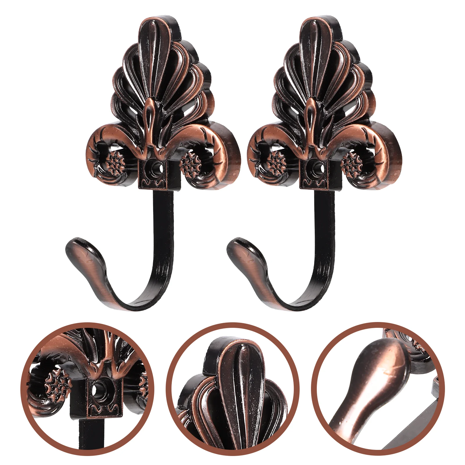 

2 Pcs Purse Hooks For Hanging Coats European Vintage Style Bag Wall Hanger Zinc Alloy Mounted Holder Multi-functional