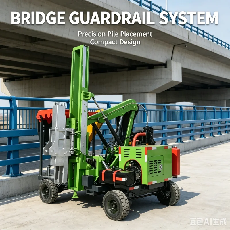 Hydraulic Guardrail Piling Machine For Highway Road Safety Barrier Installation Traffic Fence Post Ramming Driver Rig