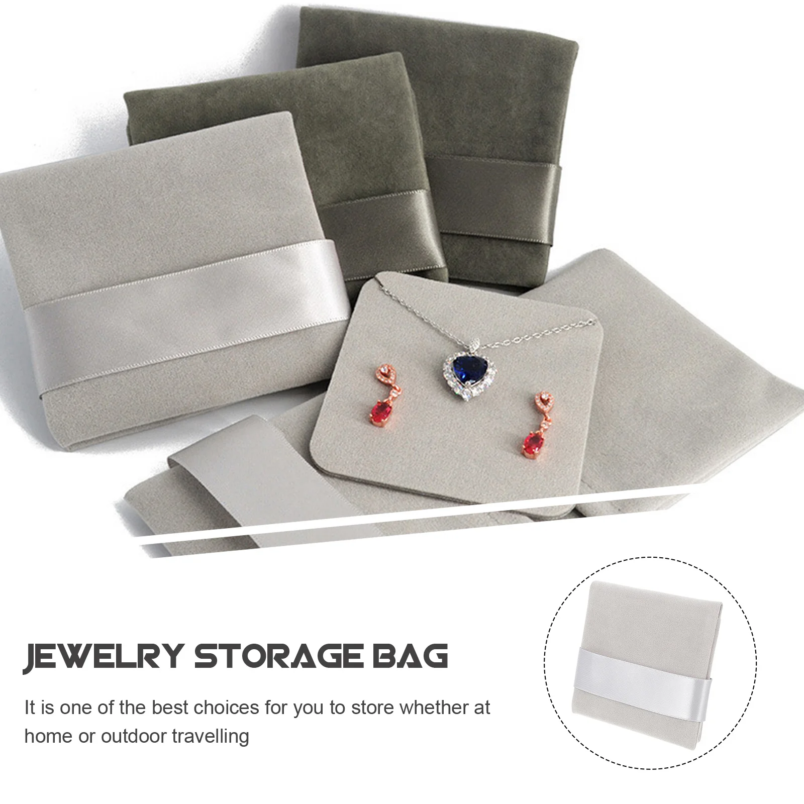 

Portable Jewelry Holder Storage Bag Reusable Smooth Material Gift Packaging Pouch Outdoor Travel Jewelry Pouch