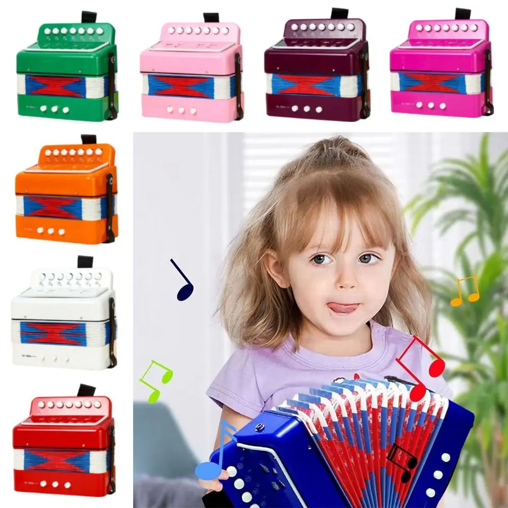 7 Keys 3 Air Button Kids Baby Accordion 7 Keys 2 Bass Portable Children Toddlers Accordions ABS Mini Playing Musical Instruments