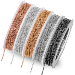 10m/roll 1/1.5/2/2.5mm Stainless Steel Flatten Cable Chain Bulk for Silver Rose Gold Chain Necklace for Diy Jewelry Materials