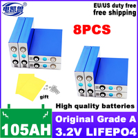 8pcs LiFePO4 3.2V 105Ah 280Ah 304Ah Battery Original Cell Deep Cycle Grade A For DIY 12V 24V 48V Lithium Battery Pack NO TAX