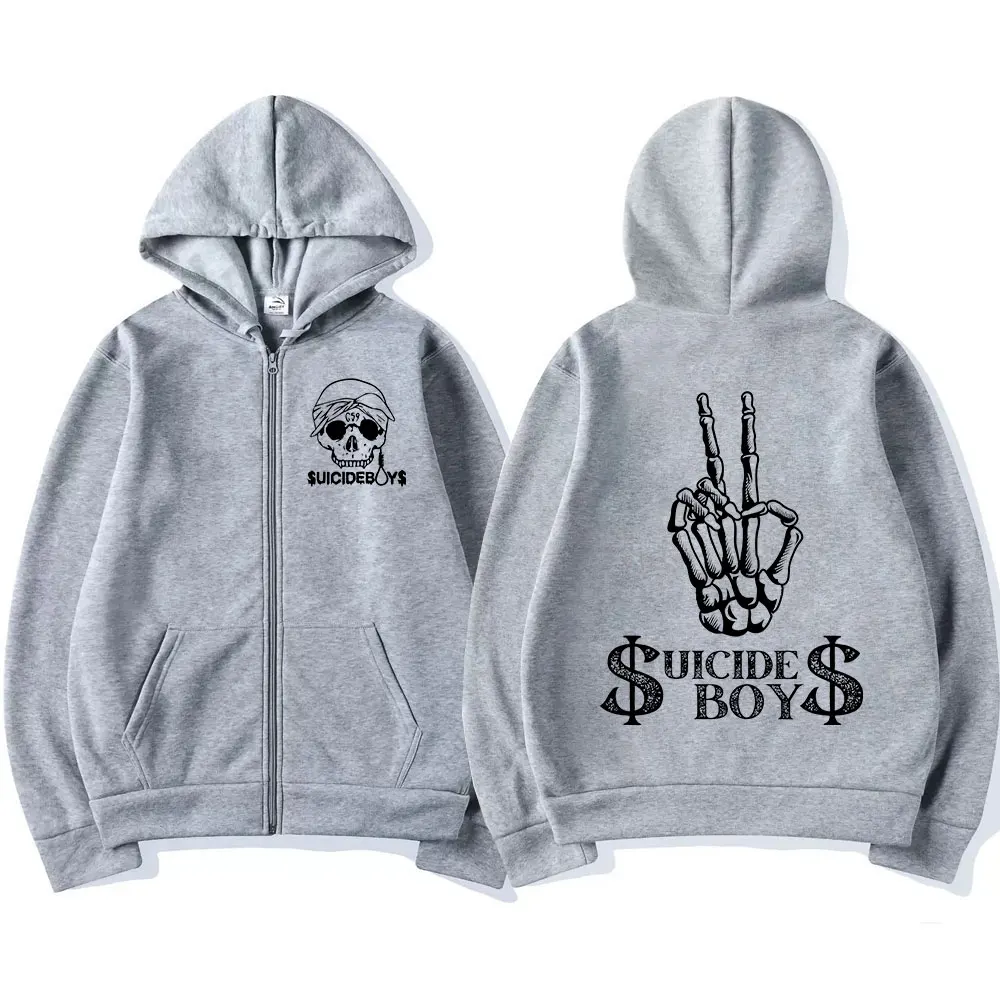 Suicideboys G59 Skelett Reiß verschluss Hoodies American Hip Hop Gothic übergroße Reiß verschluss Sweatshirt Männer Frauen Langarm lose Pullover