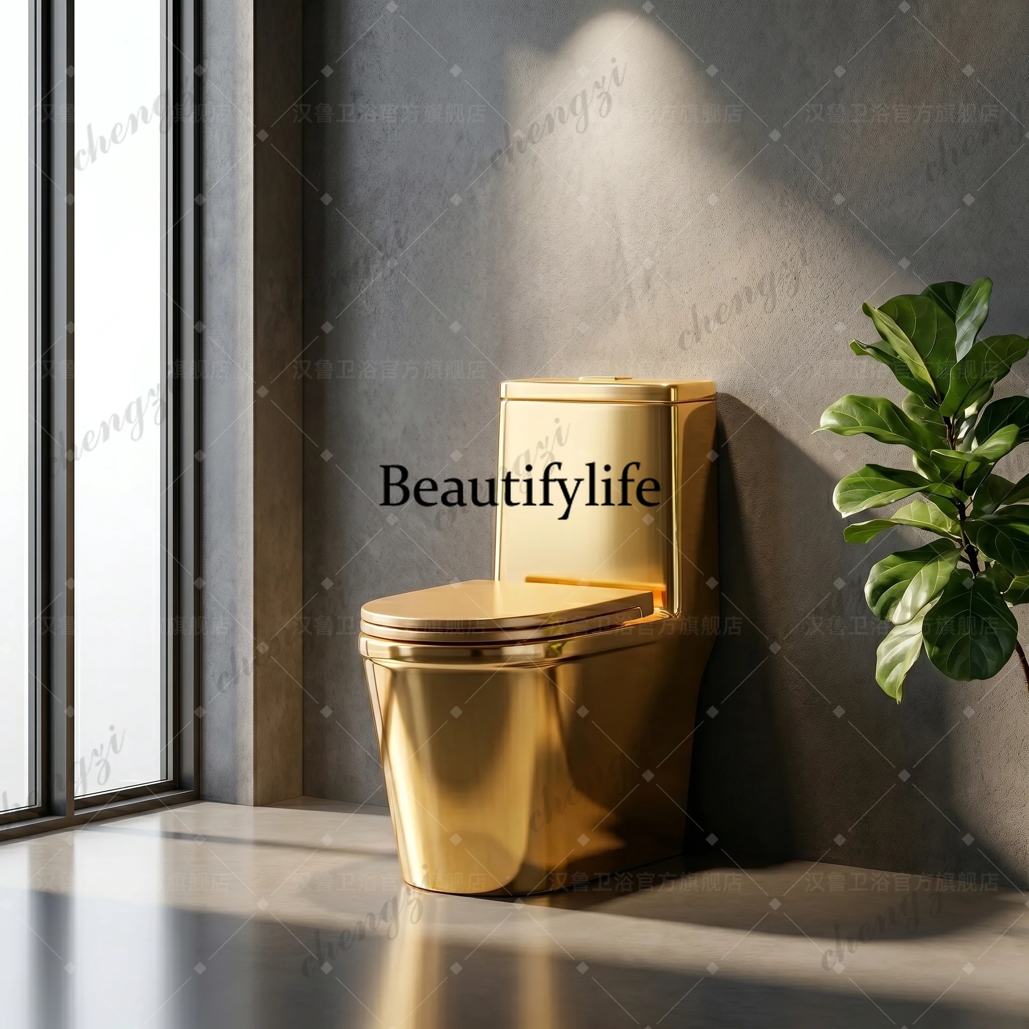 Golden small apartment toilet household bathroom siphon type slow-lowering cover deodorant one-piece toilet