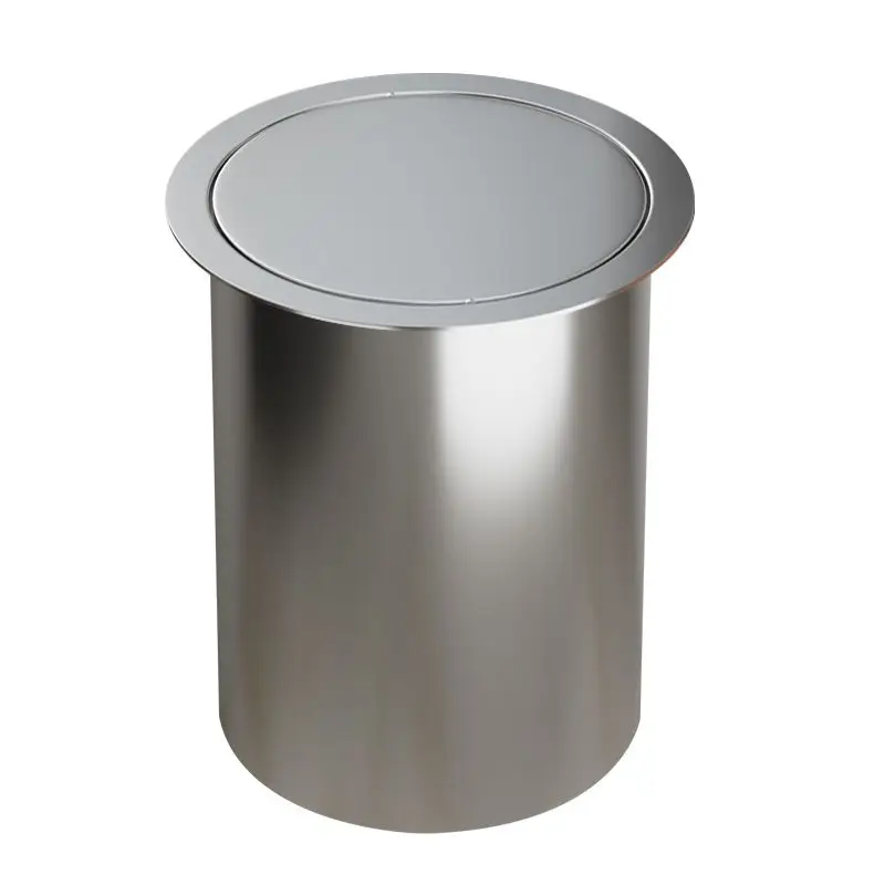embedded stainless steel trash can cover, round cover household kitchen cabinet accessories shake cover toilet flip cover