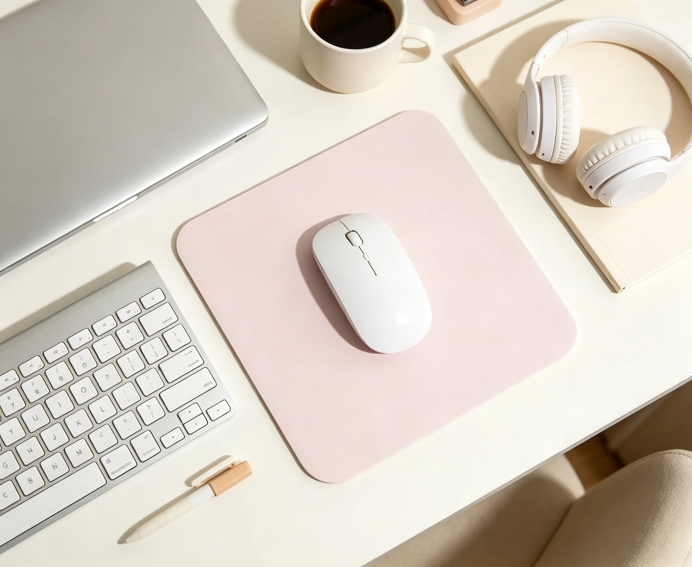 Solid-color minimalist mouse pad with anti-slip rubber base portable desk pad suitable for computers laptops and PC accessories