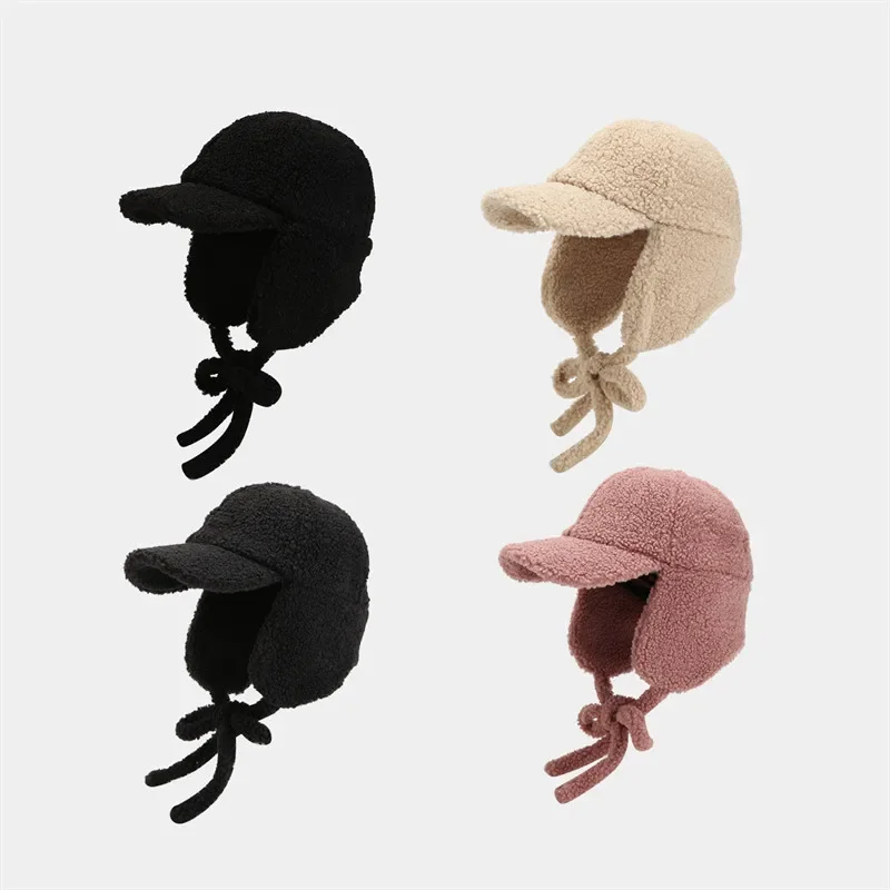 Gorro con orejas sólidas de poliéster para invierno, gorros ajustables para exteriores, gorros de bombardero, gorro cálido para hombres y mujeres 16, 2024