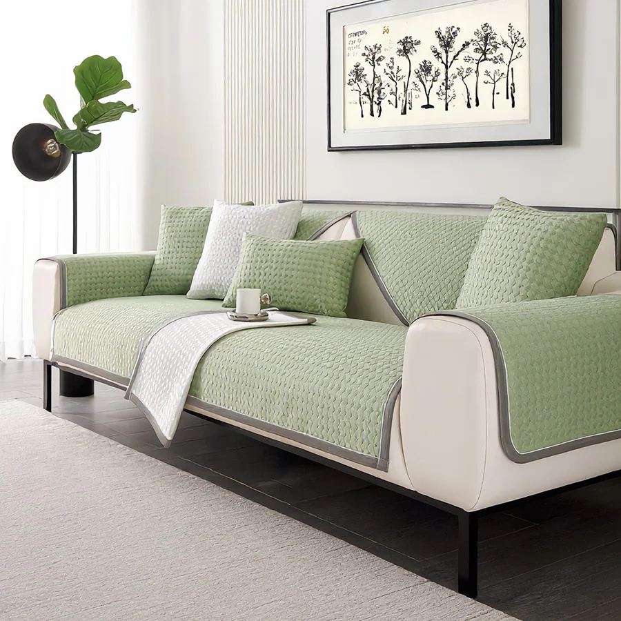 1pc Summer Cool Ice Silk Sofa Cover Chic Geometric Lattice Sofa Throw Blanket Machine Washable Couch Protector Covers Home Decor