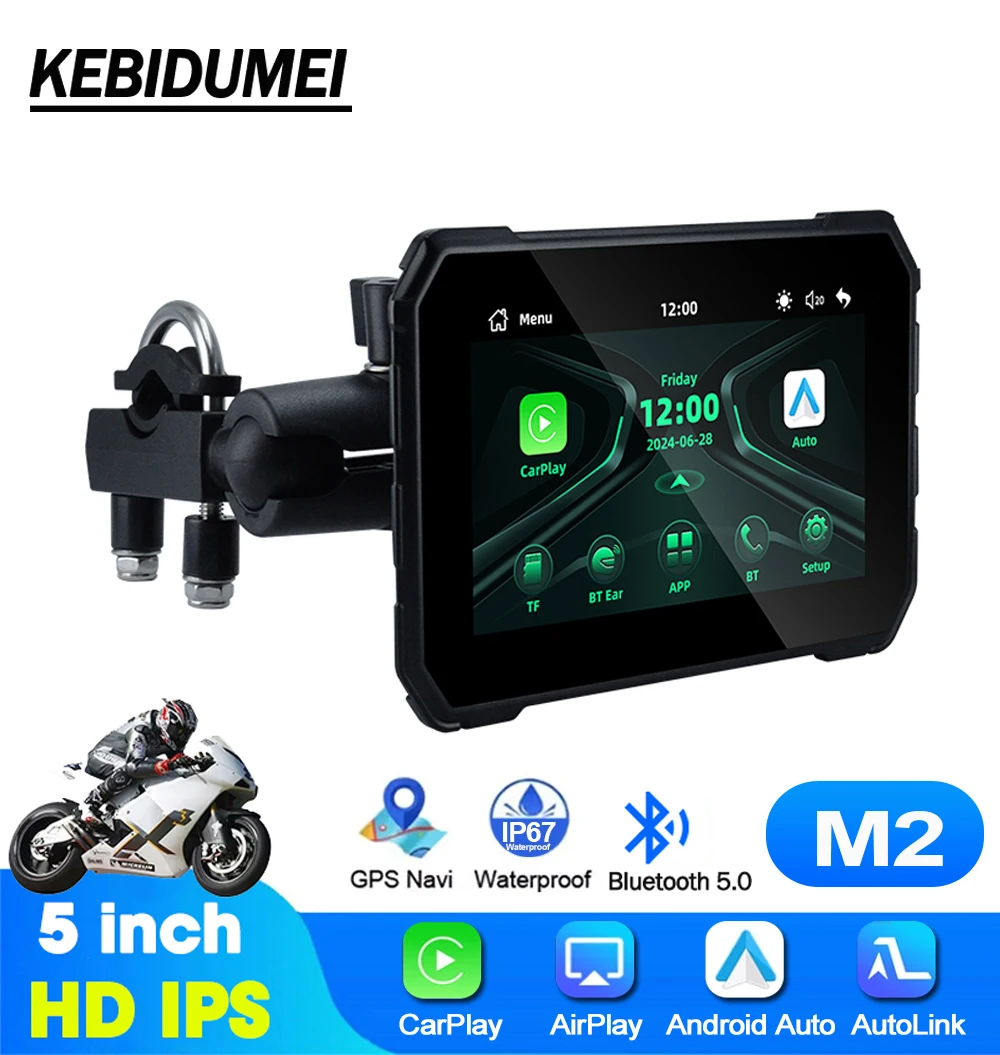 

5 inch Touch Screen Motorcycle Navigation Monitor Wireless CarPlay/Android Auto/Airplay/Autolink Waterproof Bluetooth Player
