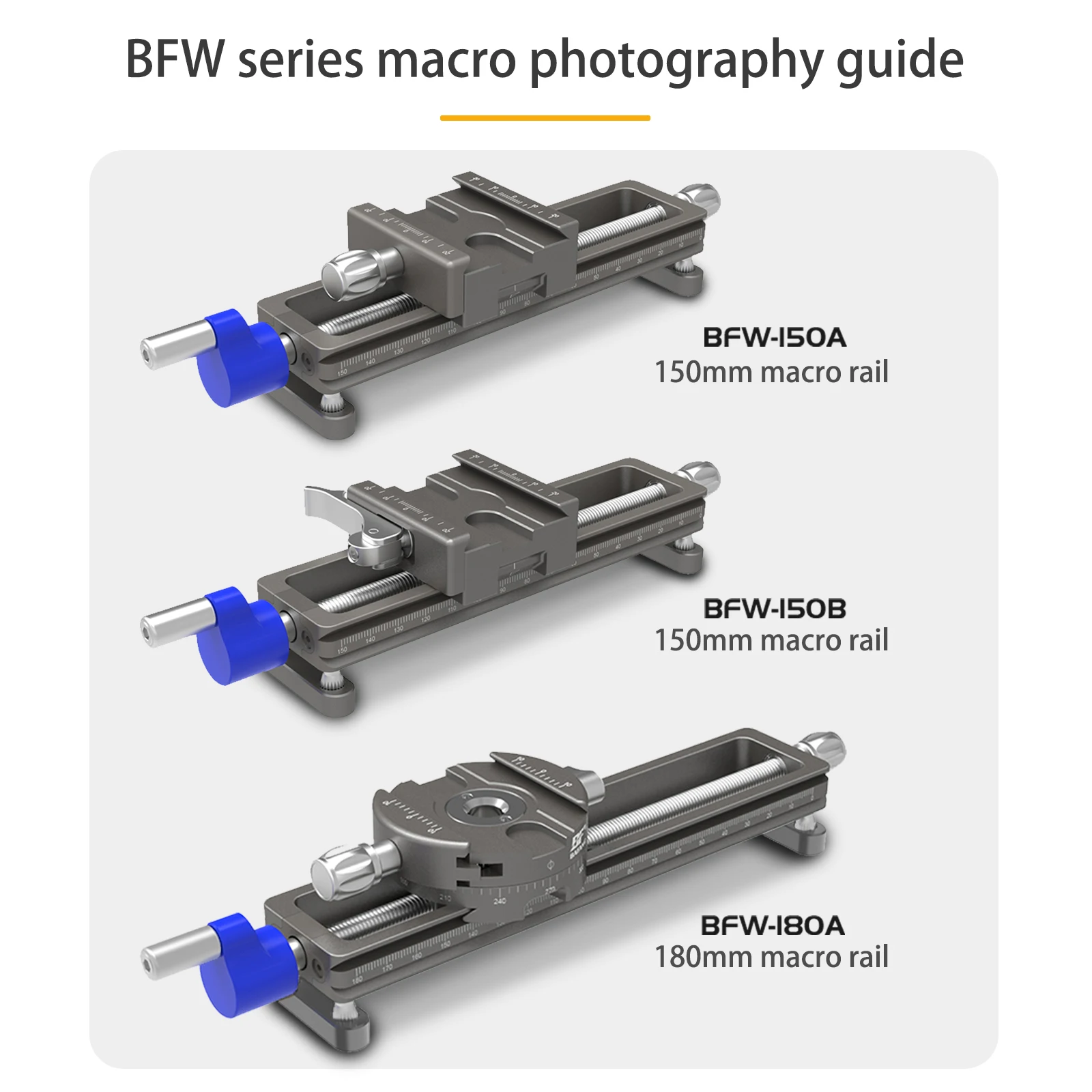 BAFANG Photography Accessories BFW-150A Professional Tripod 4-Way Macro Focusing Rail Camera Slider(BLACK/Gun gray）