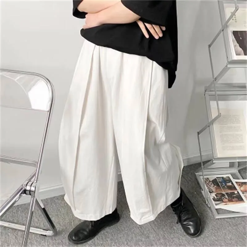 秋のファッションメンズパンツワイドレッグ、春の新作日本風男女兼用無地カジュアル大きいサイズパンツ