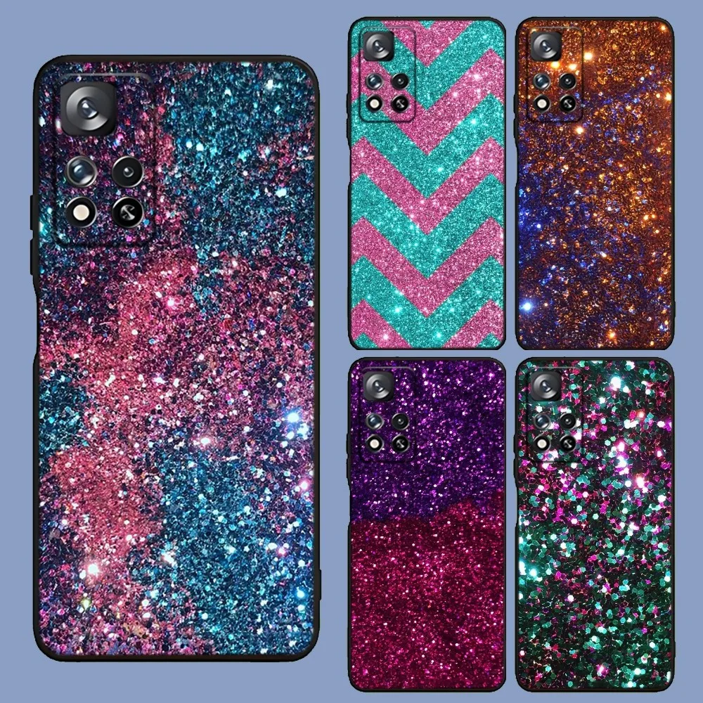 Glitter Sand Printing Art Phone Case For Samsung Galaxy A13,A21s,A22,A31,A32,A52,A53,A71,A80,A91 Soft Black Cover