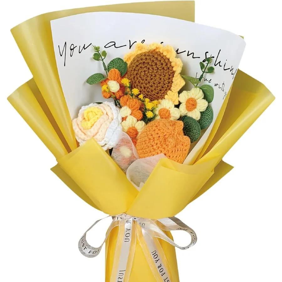 

Цветы для вязания крючком Цветы Букет подсолнухов Вязание крючком Искусственные цветы 13шт. Подходит для Дня матери День святого Валентина Da