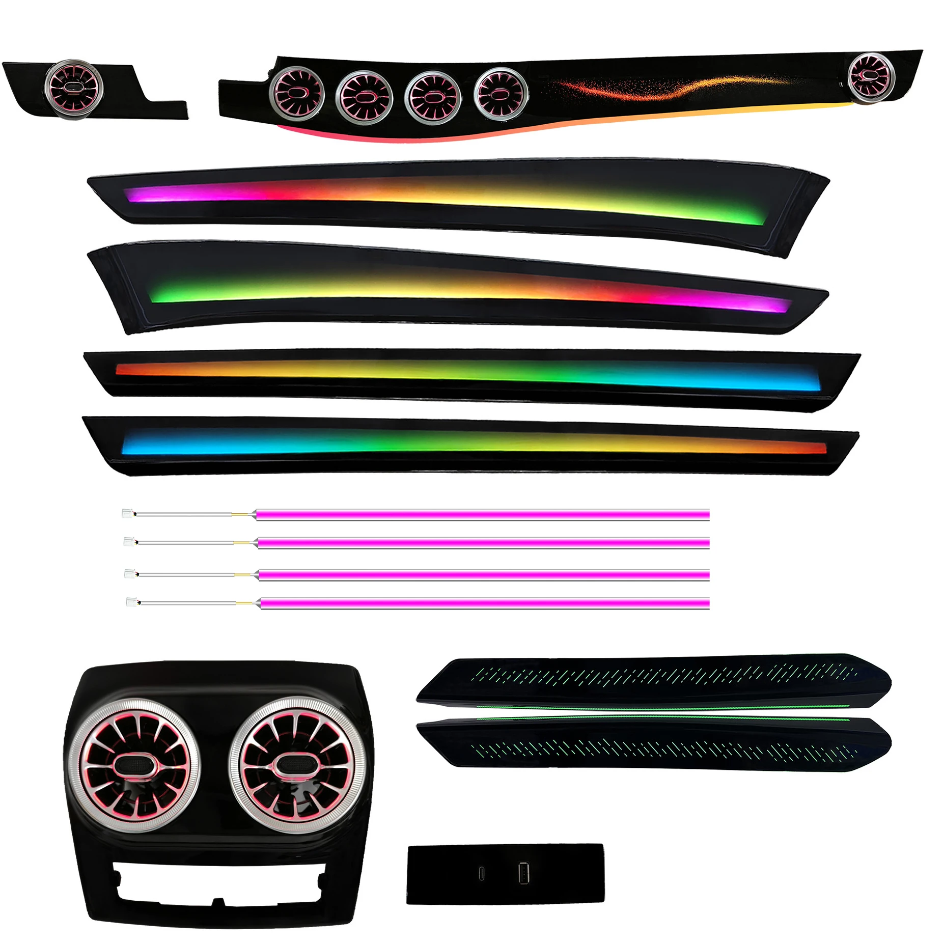 ICarsin For Mercedes Benz E Class W212 Ambient Light 64 Color Magic Turbine Air Outlet New 12V Interior Car Light Accessory