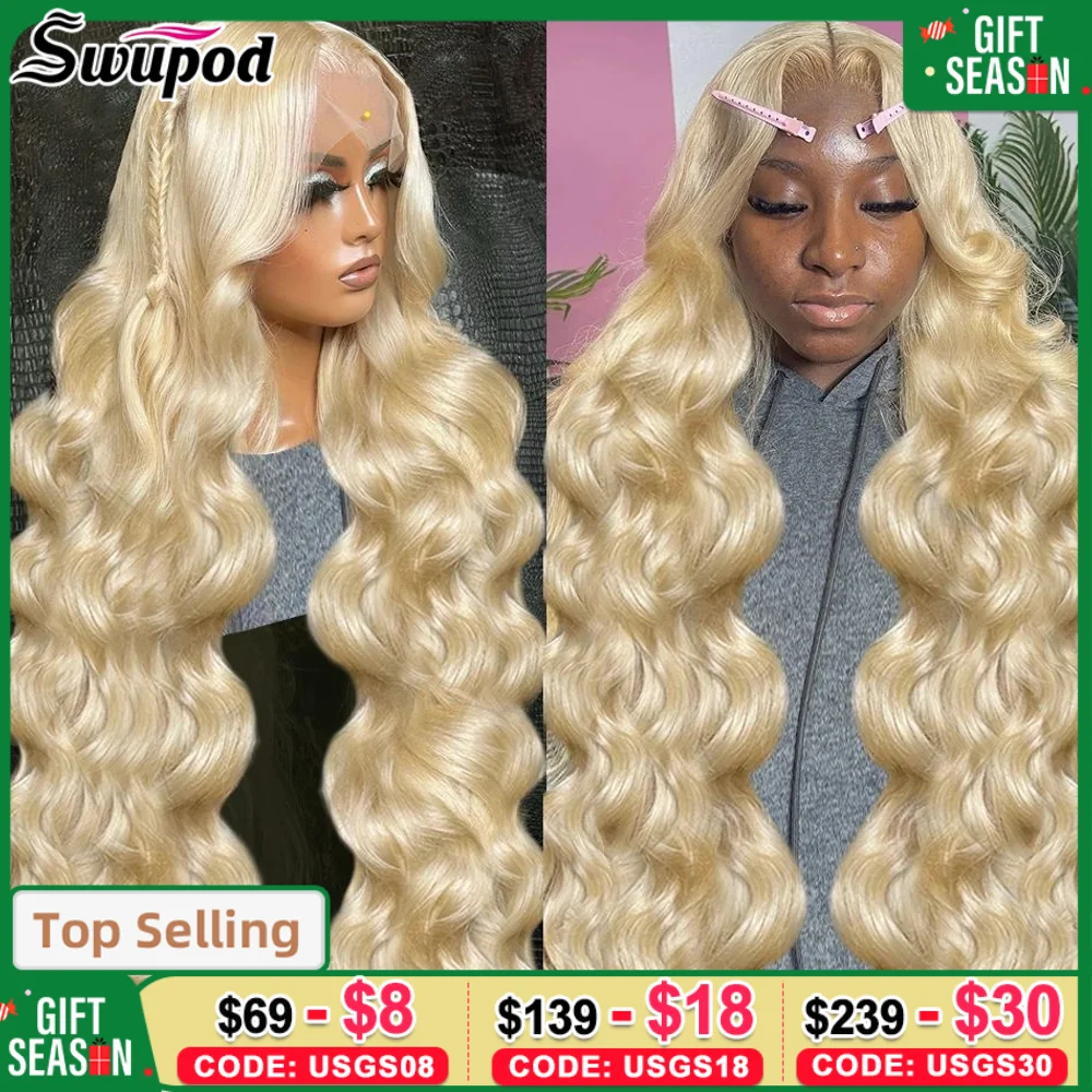 

250% Dentisy 613 Honey Blonde 13x4 HD Transparent Body Wave Lace Frontal Human Hair Wig 30 36 Inch 5x5 Lace Front Wigs for Women