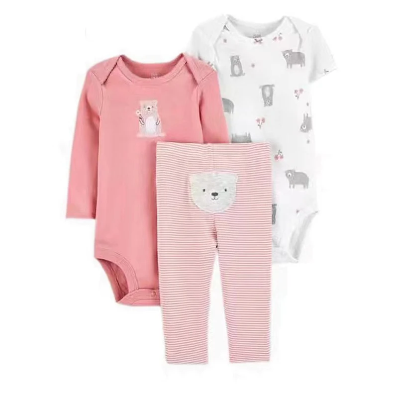 2024 Baby Clothes Autumn Spring Newborn Girl Boys Outfit Cotton Bodysuit Top And Bottom Pants 3pcs Toddler Infant Clothing Suit