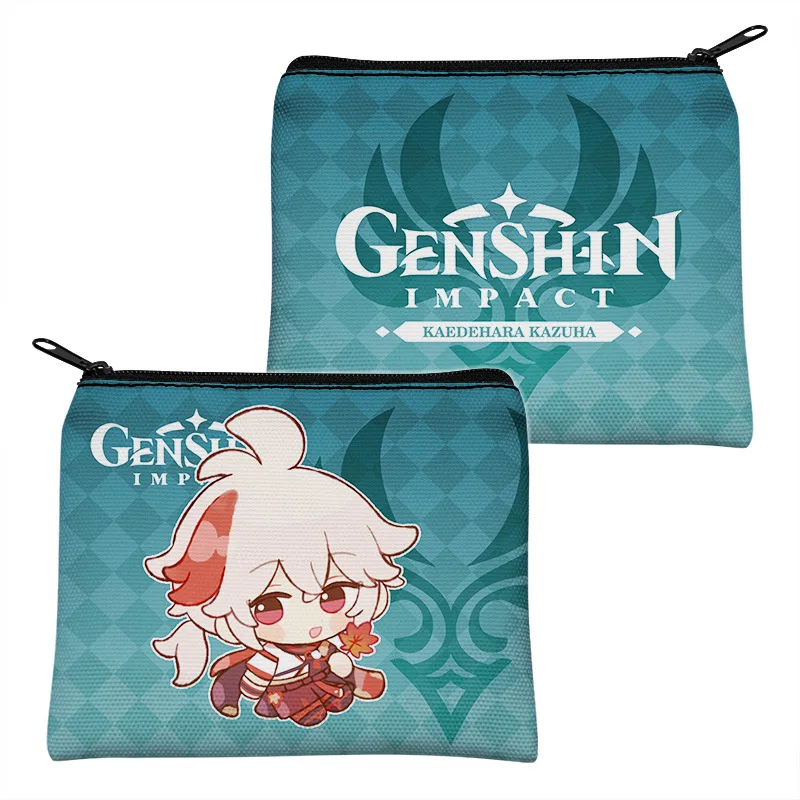 Genshin Impact Game Zhongli Wanderer Nahida Hutao Xiao Furina Kazuha Alhaithem Yoyimiya Canvas Coin Purse Wallet Portable