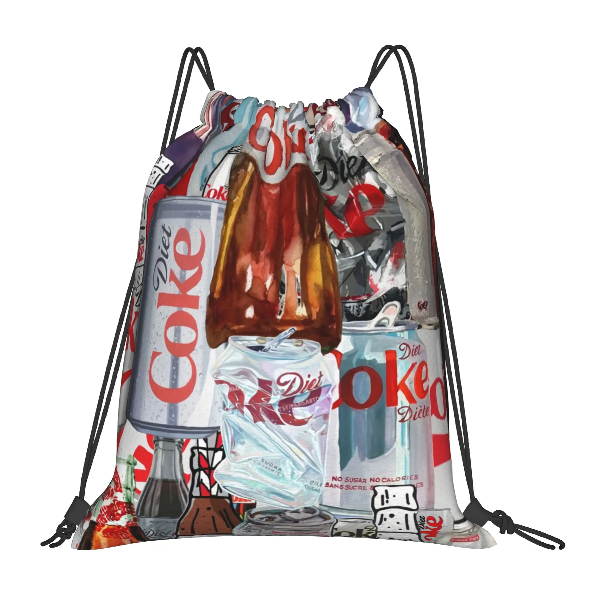 

Акварельный коллаж с дизайном Diet Coke, портативные дорожные сумки на шнурке, рюкзаки для езды на велосипеде, рюкзаки для хранения вещей в спортзале