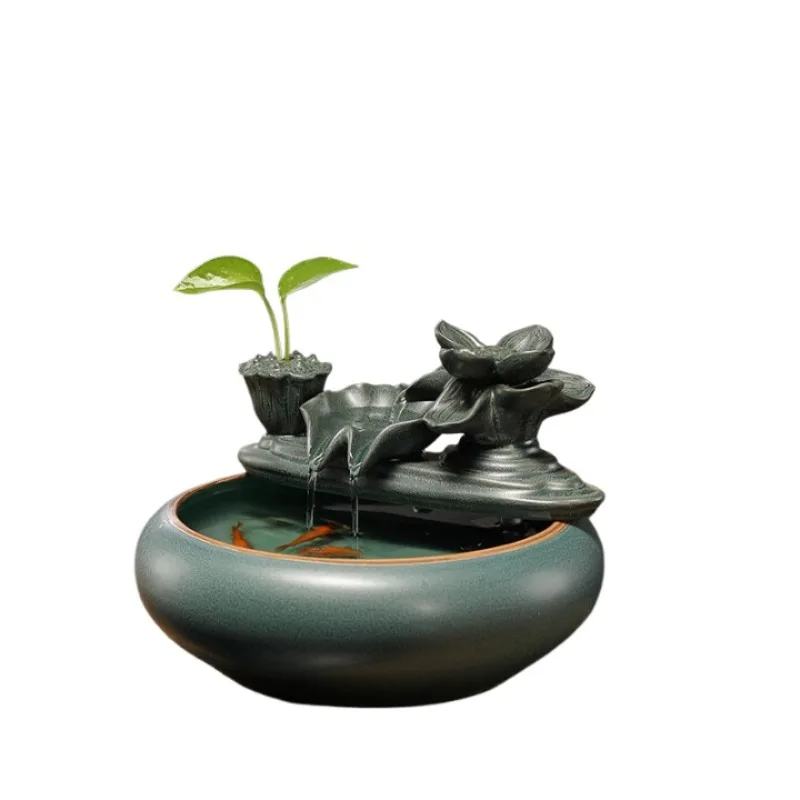 

Generating wealth and flowing water ornament Zen circulation water tea table small fish tank