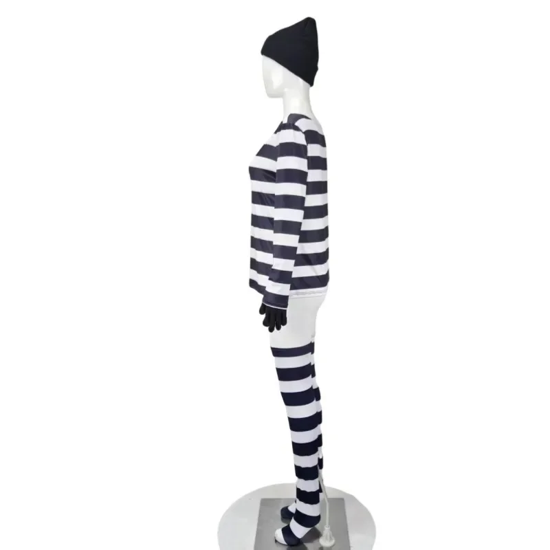 هالوين اللص تأثيري حلي اللص موحدة طويلة الأكمام تي شيرت مخطط مجموعة قبعة جورب اكسسوارات أزياء الكرنفال #5