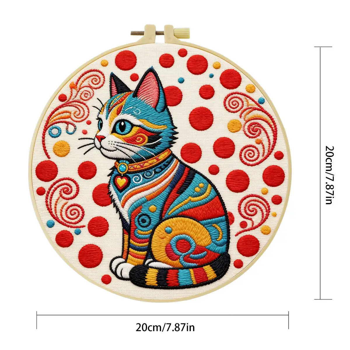 1 Stück 20X20CM/15X15CM 7,87/6,3 Zoll Tier - Katze Stickerei Starter-Kit DIY-Kit DIY-Stickerei-Set für Anfänger – Detail 4