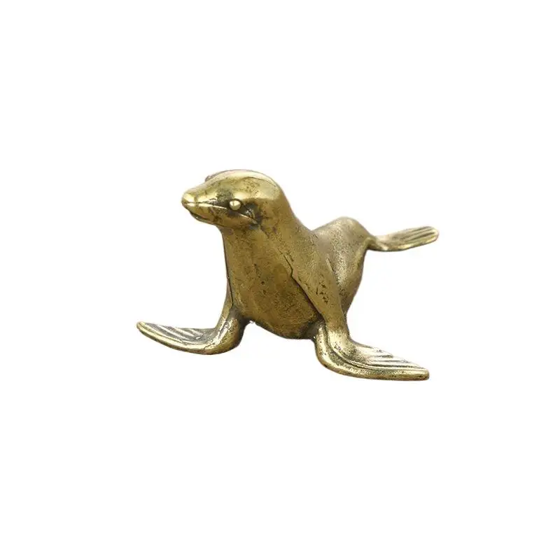 Sea Animal Seal Figurines Miniatures Retro Brass Office Desktop Crafts Ornament Gifts Home Decorations Living Room Accessories
