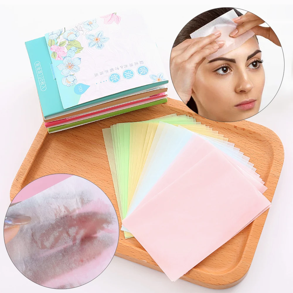 100Pcs Mattifying Face Oil Blotting Paper Protable Matting Wipes Face Absorbent Cleaning Sheets Control Oil Pads Makeup Tools