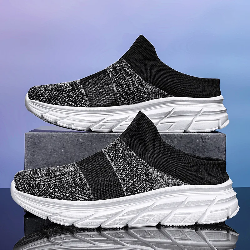 

Large Size Half-drag Sneakers Men's Hollow Breathable Socks Shoes Lazy One-pedal Men's and Women's Walking Shoes