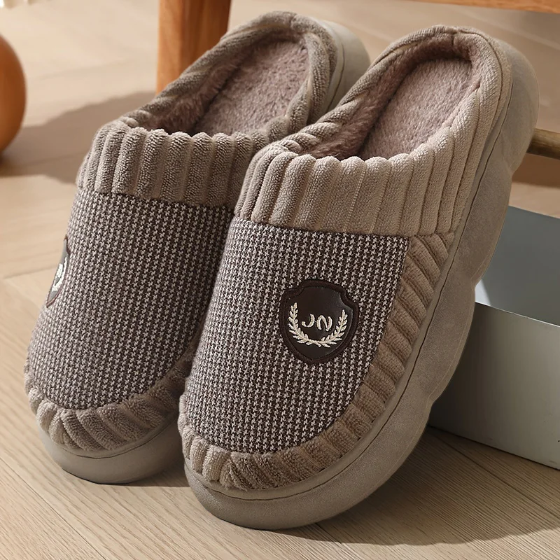 Men\'s Plus Size Slippers Winter Cotton Slippers Indoor Slippers Man Warm Slippers Plush Slippers Non-slip Thickened Slipper