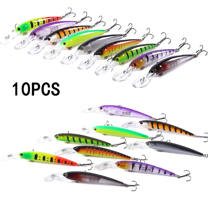 Minnow Fishing Lures Floating Hard Bait 125mm 10g Artificial Bait Wobbler Crankbait Carp Perch Pesca Fishing Tackle 10/5Pcs