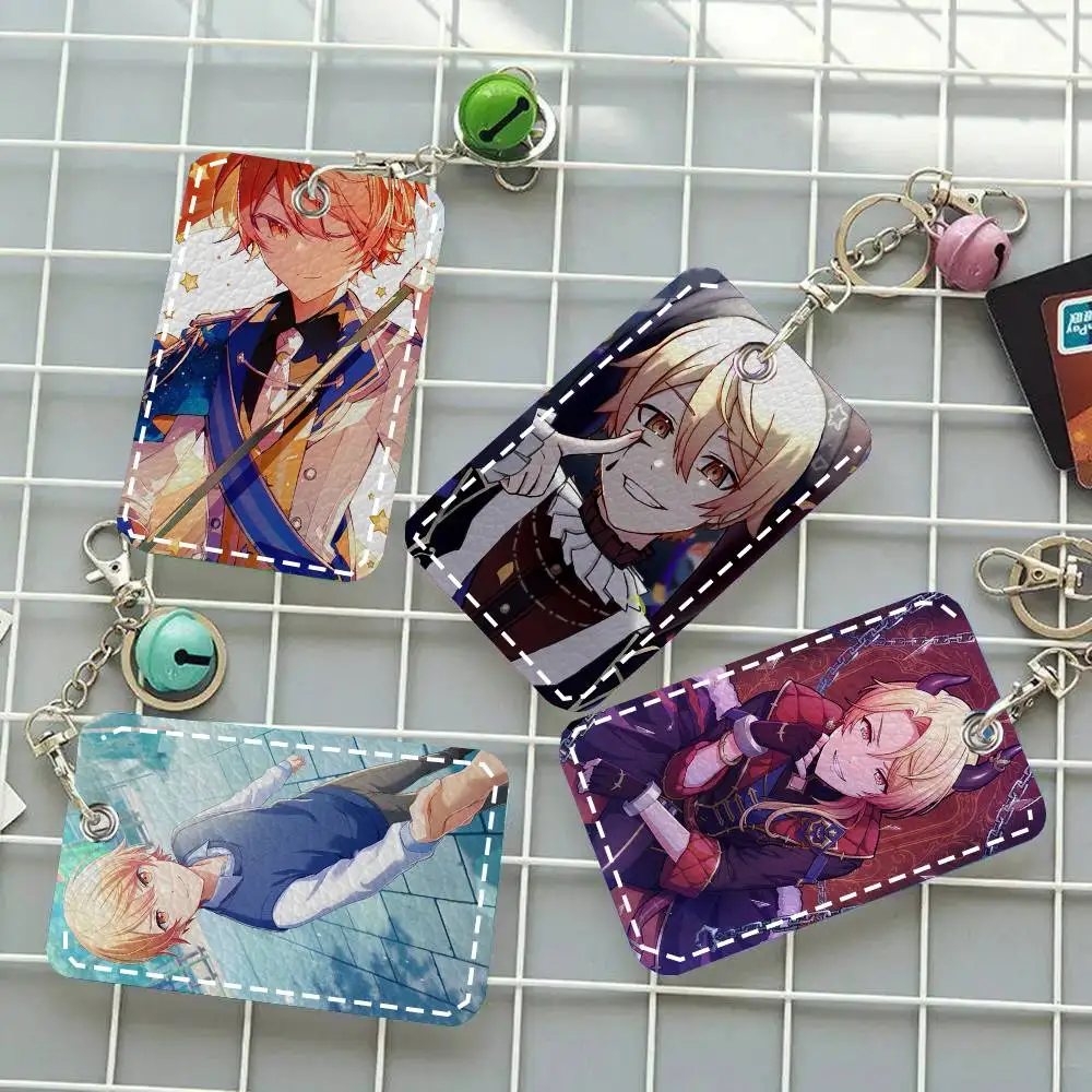 Tenma Tsukasa Manga Game P-Project Sekai Card Case Keychain Access Card Bag Key Tag Ring Leather Card Holder Key Ring Access