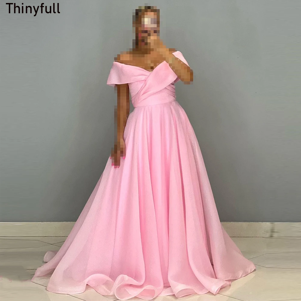 

Thinyfull Saudi Arabic Evening Party Dresses A-line V-neck Off Shoulder Prom Dresses 2023 Formal Event Gowns Vestidos De Noche