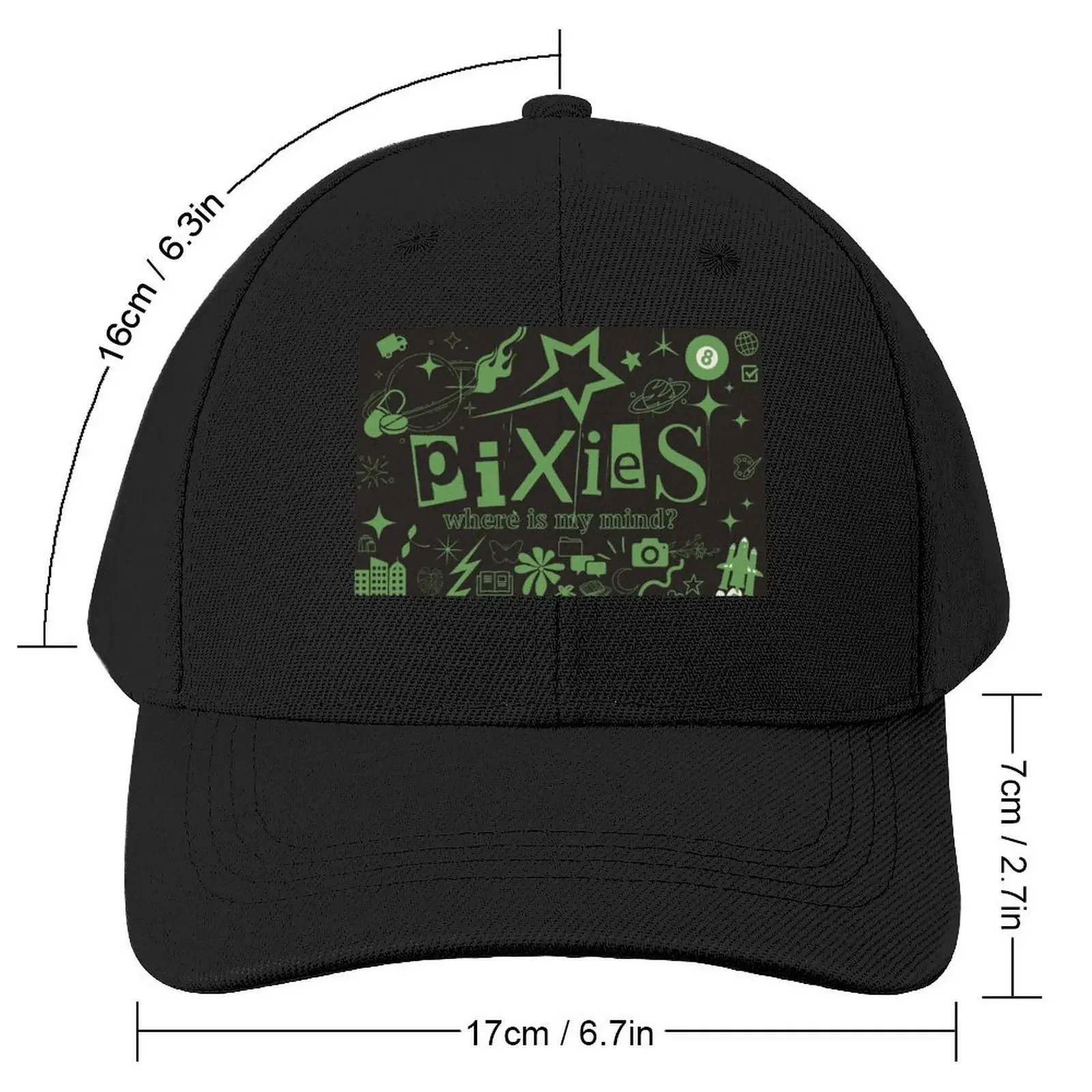 Pixies Sticker Lyrics Where Is My Mind Baseball Cap Fashion Beach summer hat beach hat Dropshipping Woman Men's