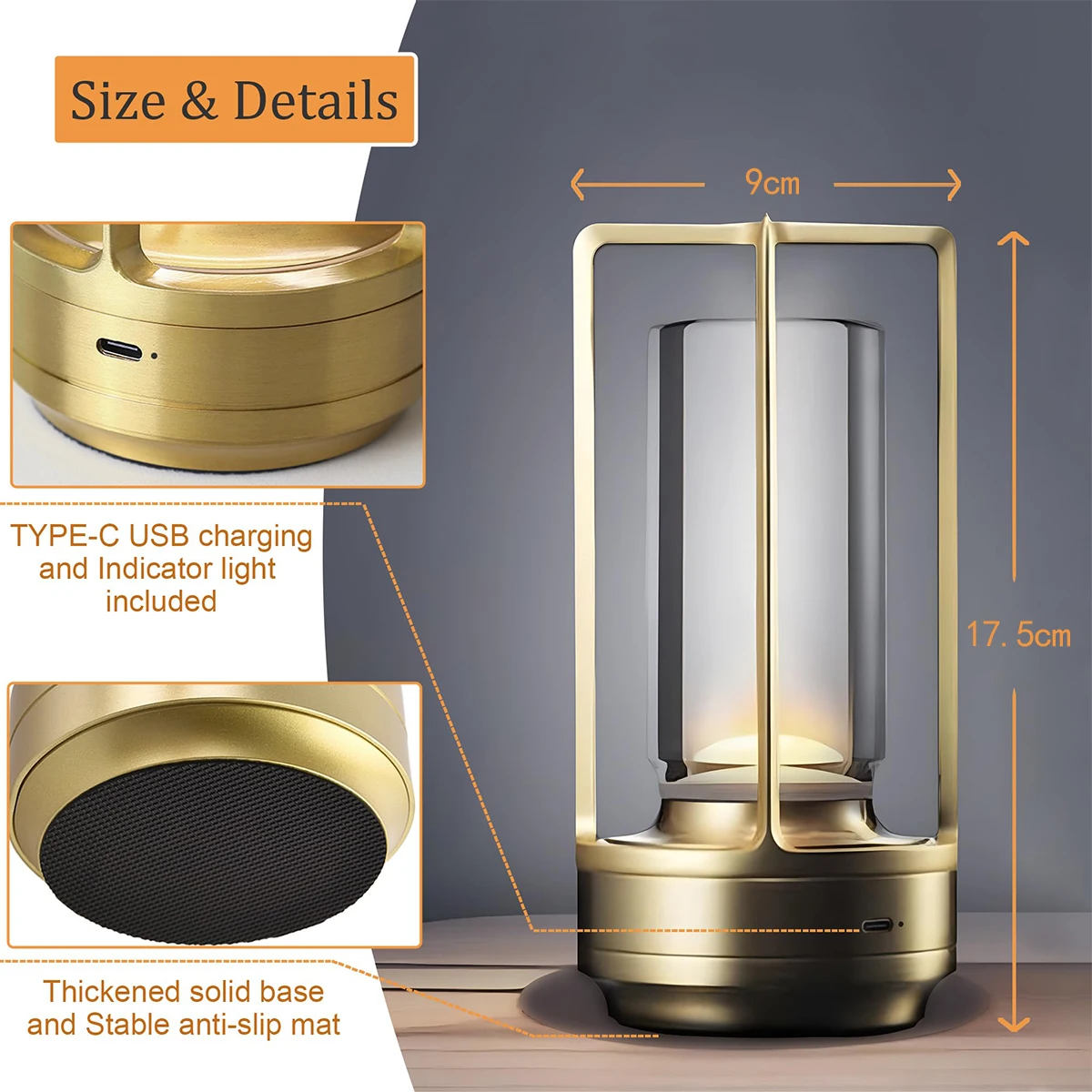 Led Touch Night Table Lamp Rechargeable Plastic Decorative Light Outdoor Touch-sensor-desktop Reading Bedroom Wireless Desk Home
