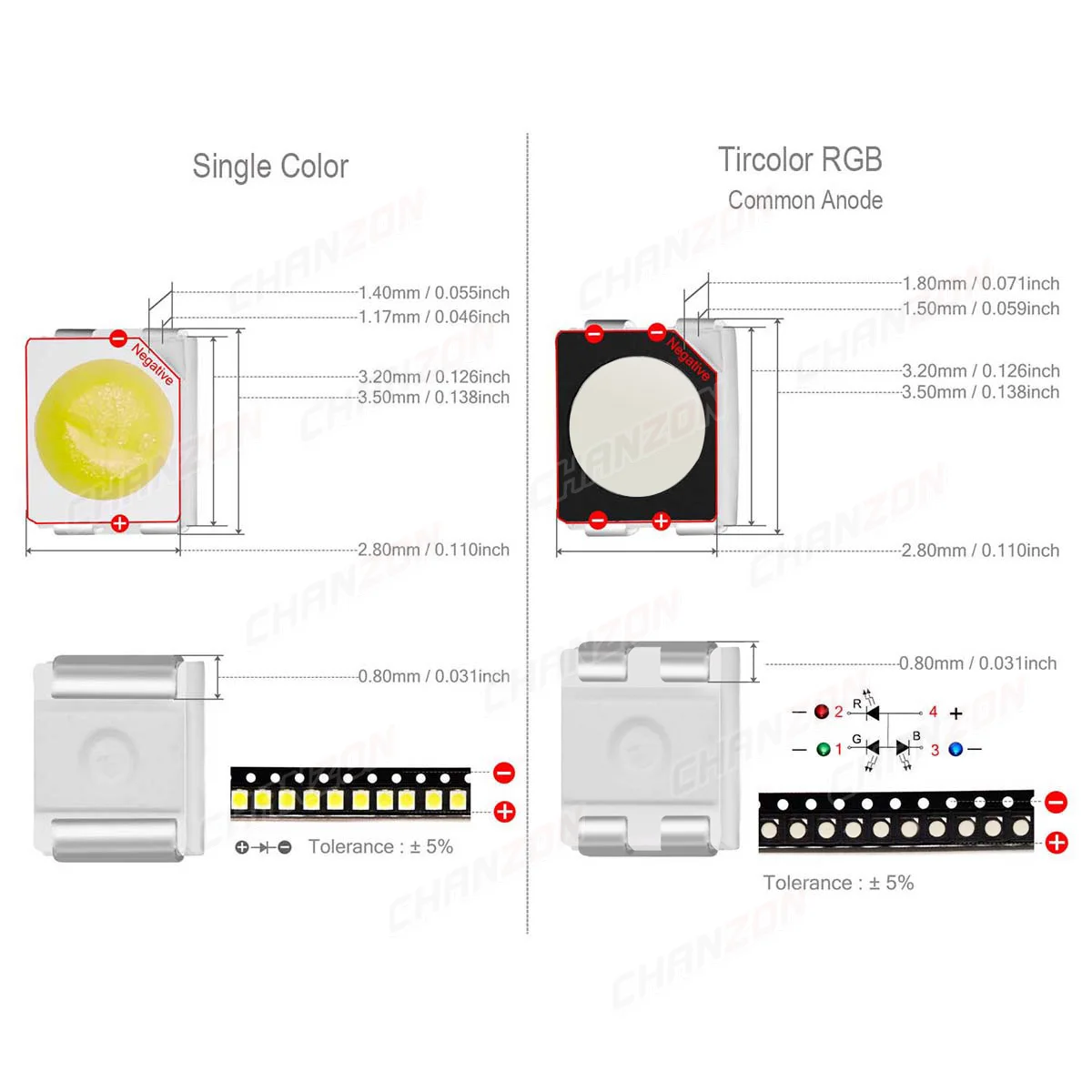 100 peças 3528 smd chip de diodo led branco quente vermelho verde azul amarelo laranja uv roxo rosa rgb plcc2 PLCC-4 lâmpada contas de luz emitindo