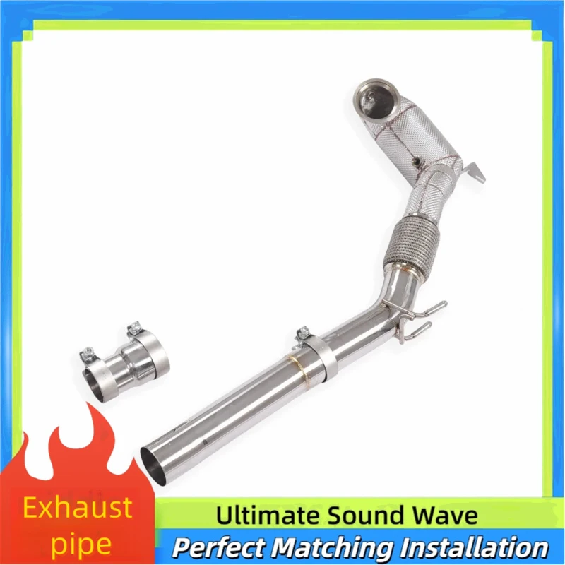 Custom Heat Shield Downpipe Exhaust Head for Volkswagen Golf MK8 GTi 2.0T SS304 High Flow Exhaust Pipes 1:1 Precision Fitment