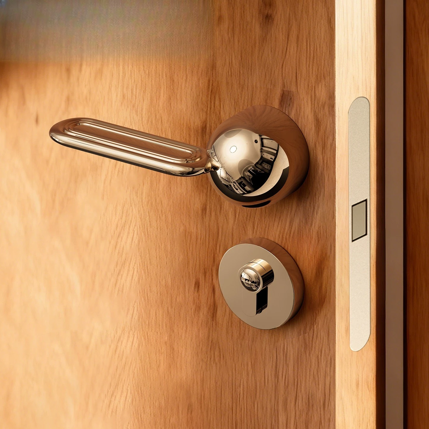 Titanium Silver Silent Magnetic Lock Interior Door Lock Minimalist Personality Lock Door Handle