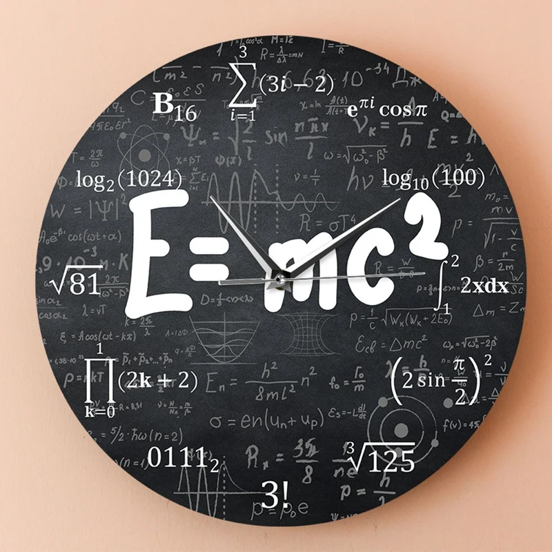 Teoria względności formuła matematyczna zegar ścienny naukowiec fizyki prezent dla nauczyciela wystrój sali szkoły