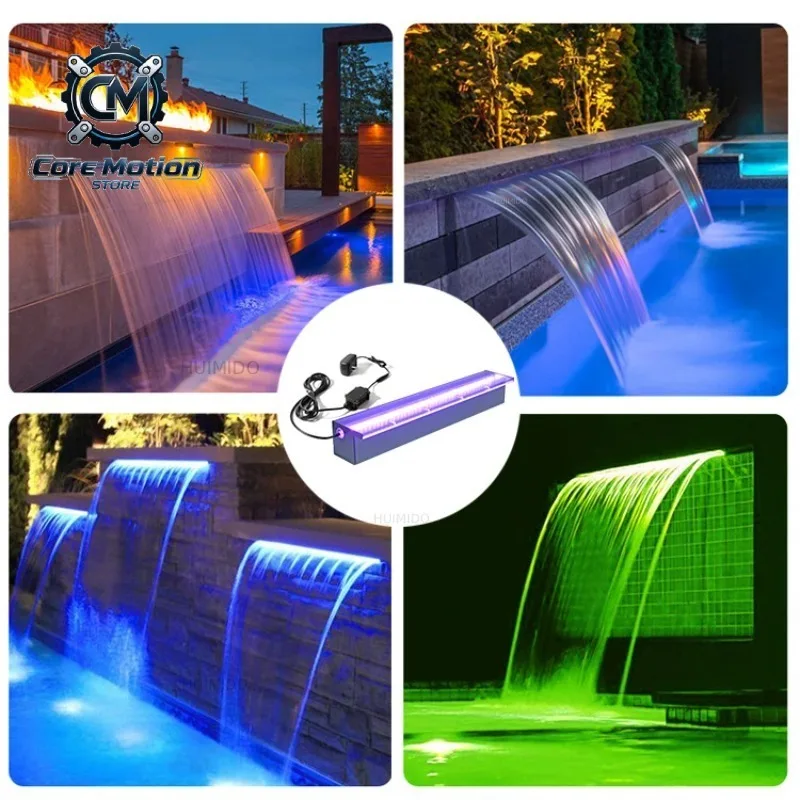 Factory Price Acrylic Colorful Garden Water Descent Cascade Outdoor Fountain Led Waterfall Lights for Swim Pool