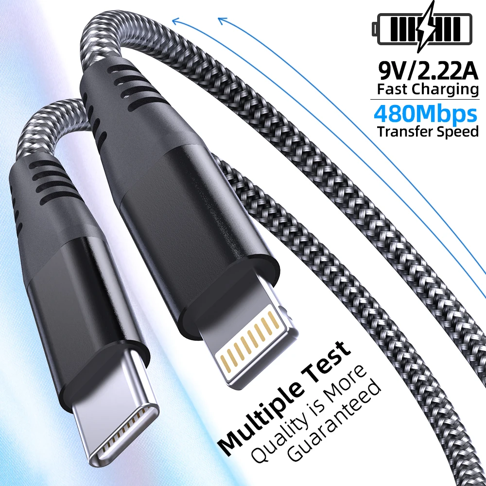 LAIHONEN 1pc for iPhone MFi Charger Cable10FT 1Pack Lightning Cable Nylon Braided Fast Charging for iPhone 14 13 12 11 Pro Max