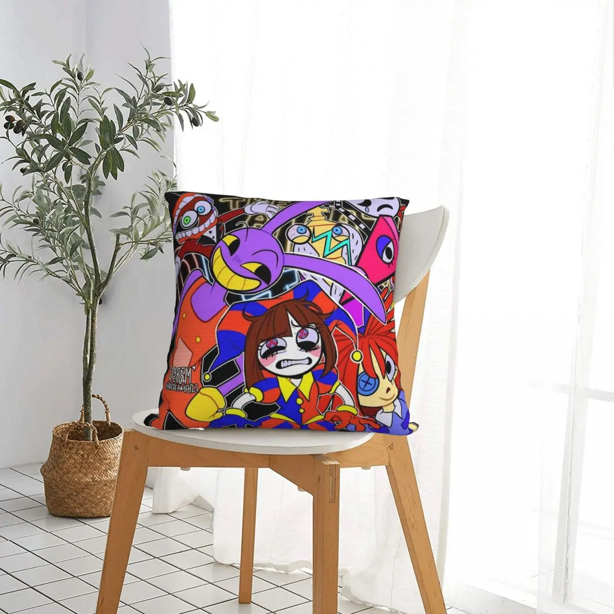 The Amazing Digital Circus Square Pillow Case Cushions for Sofa Pomni And Jax Caine Casual Pillowcover Home Decor