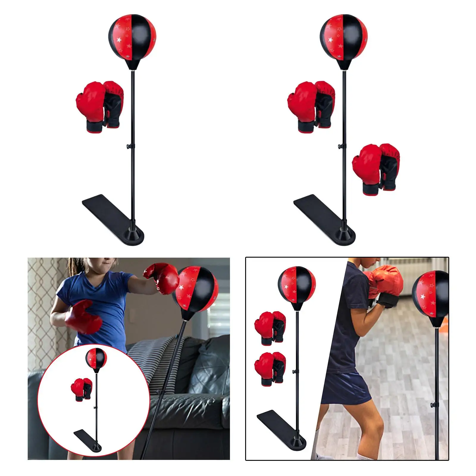 Punching Bag with Stand, Gloves Adjustable Height Freestanding Sport Adults Fitness Boys Gift