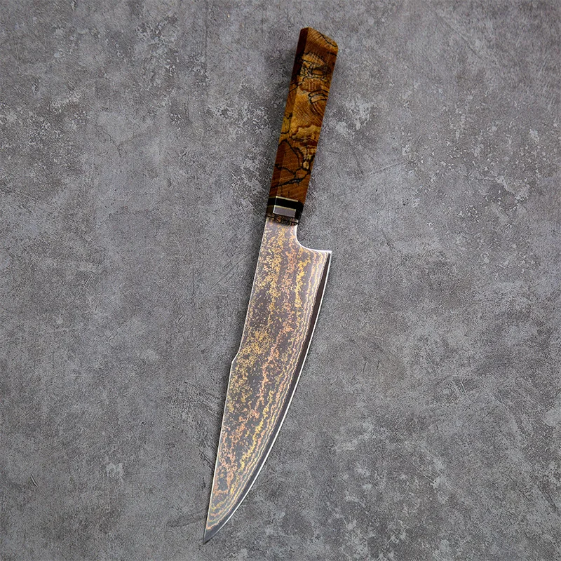 

8 Inch Chef Knife 73-layers Tricolour Copper Damasus Steel Slicing Vegetables Cleaver Meat Japanese Kitchen Knives Wood Handle